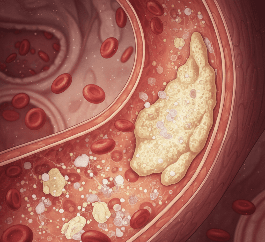 Illustration of cholesterol in blood vessels
