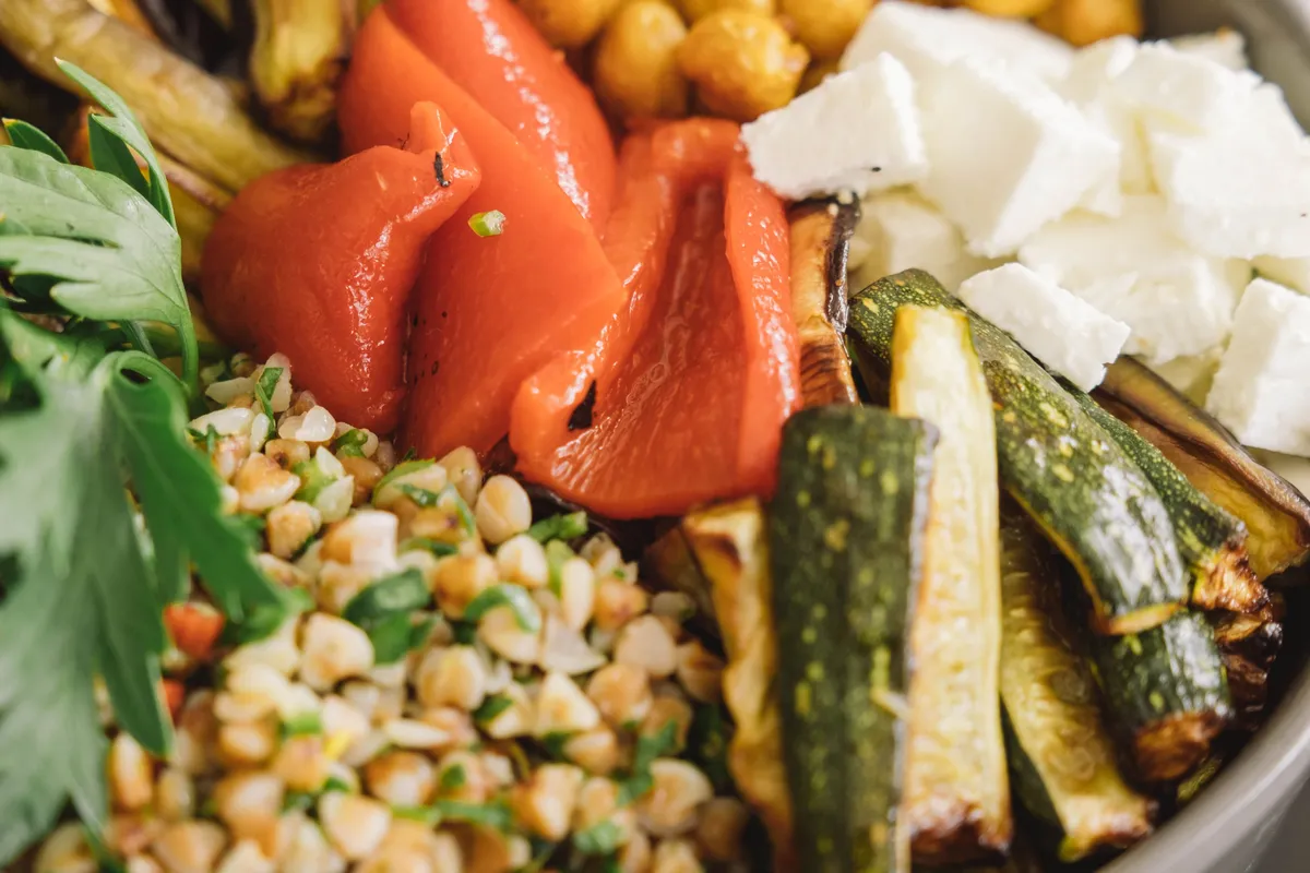Grain bowls assembled from prepped components