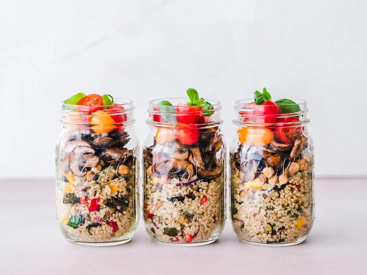 Airtight containers of prepped food in a fridge