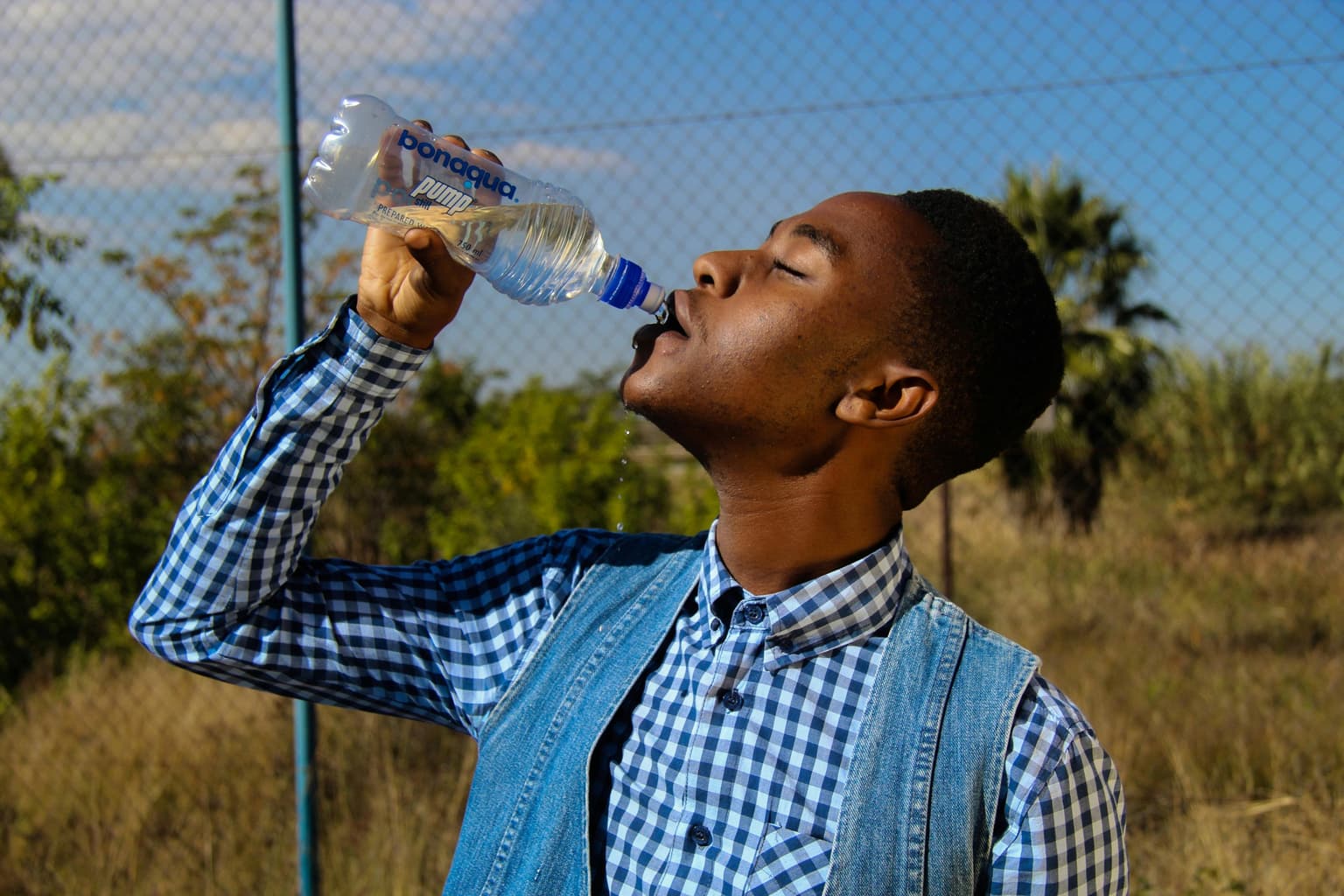 Person relaxing with water